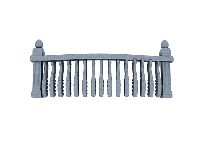 Outdoor Traditional Stone Railing With Decorative Posts And Vertical Balusters 3d model