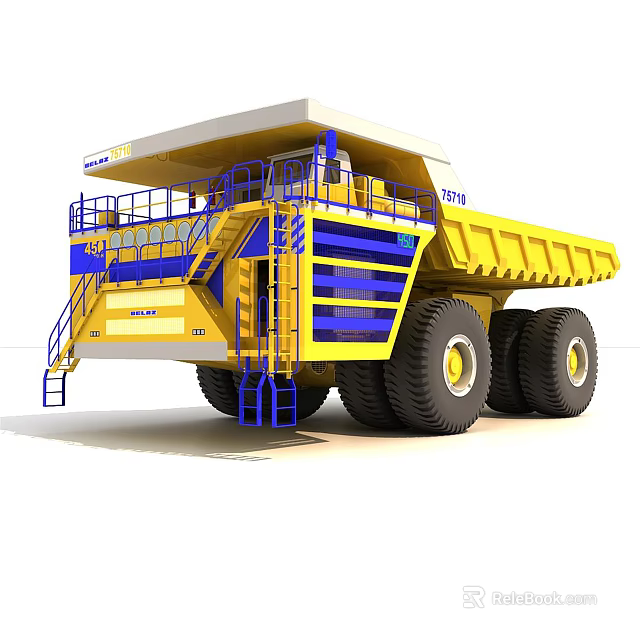 Yellow Mining Dump Truck With Large Tires Cab And Heavy Duty Dump Body 3d model 
