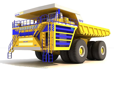 Yellow Mining Dump Truck With Large Tires Cab And Heavy Duty Dump Body 3d model