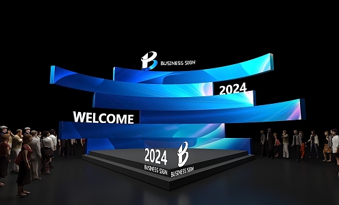 Science and technology area clock-in point photo area interactive area science and technology line photo area beautiful Chen door head science and technology sense area display background board trophy display booth dp point beautiful Chen table and chair  3d model