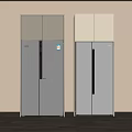 Two Modern Refrigerators with Double Doors in Light Grey Minimalist Design