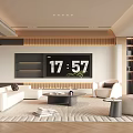 Modern Living Room Interior Design With White Sofa Coffee Table And Wooden Wall