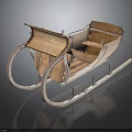 Classic Vintage Wooden Sleigh With Decorative Metal Frame And Traditional Design