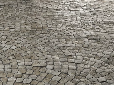 Patterned Stone Paver Ground with Neutral Tones and Textured Surface Design 3d model
