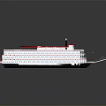 Vintage Paddlewheel Steamboat With Red Roof White Hull Two Chimneys And Paddlewheel Propulsion