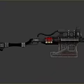 Futuristic Weapon With Mechanical Design Red Components And Barrel Bracket 3d model
