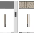 Modern Glass Double Doors Featuring Wooden Handles Metal Frames And Top Design