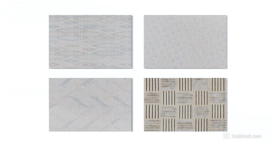 Square Rugs With Various Geometric Patterns And Neutral Color Tones For Home Decor 3d model