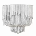 Modern Red Chandelier With Slender Hanging Strips Artistic Interior Lighting Design