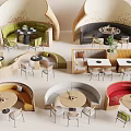 Casual Sofa Set With Curved Design Multiple Colors Matching Tables Chairs For Leisure Dining Area