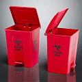 Red Biohazard Waste Bins With Foot Pedal Medical Disposal Equipment