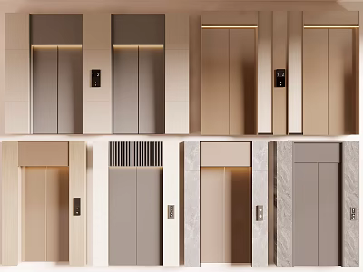 Modern Elevator Door Styles With Beige Gray And Marble Textured Finishes 3d model