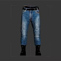 Fashionable Blue Denim Jeans with Black Belt and Gray Boots Casual Outfit