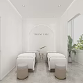 Modern Elegant Minimalist White Beauty Salon Interior Design With Comfortable Lounge And Skincare Product