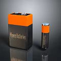 Super Batteries PowerCell Large And Small Black Orange Casing With Logos 3d model
