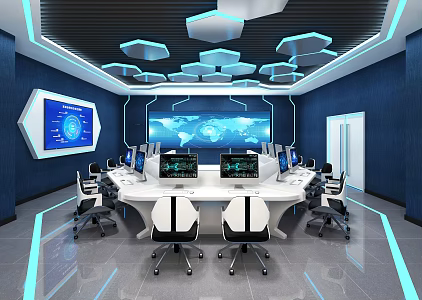 modern command center command and dispatch center 3d model