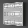 White Square Decorative Panel With Grid Pattern And Perforated Design On Wall 3d model