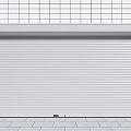 White Roller Shutter Door With White Tile Wall And Gray Stone Floor 3d model
