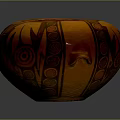 Traditional Orange Handcrafted Pottery with Intricate Black Patterns and Round Opening