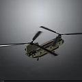 Detailed Beige Helicopter Model with Twin Rotors and Tail Rotor on Grey Gradient Background