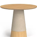 Modern Round Wooden Top Side Table With Conical Light Fabric Base Design 3d model