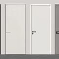 Modern Hinged Doors With Various Designs Glass Panel And Solid Color Handles 3d model