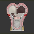 Heart Shaped Decorative Gate With Pink White Frame Red Interior And Golden Accents
