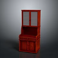 Classic Mahogany Wood Cabinet With Glass Front Doors And Lower Drawer Storage