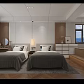 Modern Homestay Guest Room With Twin Beds Wooden Elements And Large Windows