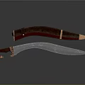 Curved Weapon With Wooden Handle And Sharp Metal Blade Traditional Design