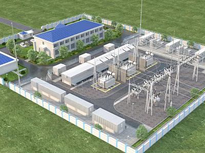 Substation Industrial Equipment 3d model