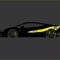 Sleek Black And Yellow Sports Car With Aerodynamic Body And Stylish Yellow Wheels