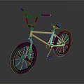 Silver Frame BMX Bicycle With Black Handlebars Seat And Wheels On Reflective Surface 3d model