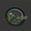Futuristic Motorcycle Design With Circular Wheel And Green Accent Lighting