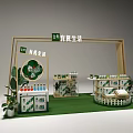 Organic Life Exhibition Booth With Product Displays Green Plants And Wooden Structure
