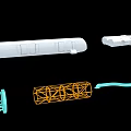Fighter Jet Structural Components With White Blue And Yellow Frames
