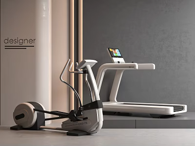 Modern Home Gym Sports Equipment With Treadmill And Elliptical Trainer In Sleek Design 3d model