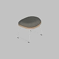 Modern Minimalist Ottoman With Gray Fabric Cushion Woven Detail And Metal Legs
