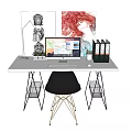 Modern desk chair computer desk 3d model
