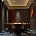 Elegant Chinese Restaurant Interior Featuring Dining Tables Chairs Decorative Flowers And Warm Lighting