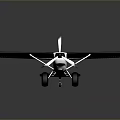 Black And White Model Airplane With Wings Wheels And Propeller On Display Stand