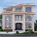 Classical Detached Villa With Red Roof Grand Porch Large Windows And Garden