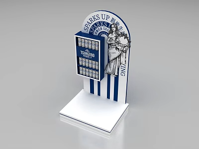 Commercial Display Stand For Premium Tasty Gum With Staks Up Brand And Blue White Stripes 3d model