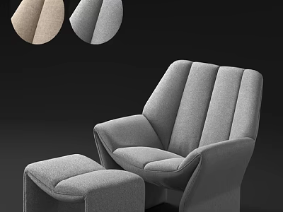 Modern Fabric Lounge Chair with Ottoman and Beige Gray Color Options in Stylish Design 3d model