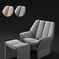 Modern Fabric Lounge Chair with Ottoman and Beige Gray Color Options in Stylish Design