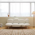 Modern Multiplayer Sofa Cream Double Sofa 3d model