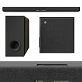 Modern Black Soundbar And Bookshelf Speakers For Home Theater Audio System
