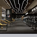 Modern Gym Interior With Spacious Layout Treadmills Strength Training Equipment Yellow Seats And Mirrors