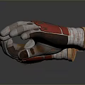 Worn Textured Protective Gloves In White Brown And Red For Daily Use
