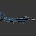 Blue Fighter Jet Model With Red Round Emblems On Wings Detailed Cockpit And Metallic Finish
